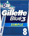 Gillette Blue Simple3 Disposable Razors, 8 Count