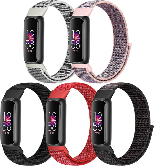 Bcuckood Nylon Loop Bands Compatible with Fitbit Luxe/Fitbit Luxe Special Edition, Adjustable Breathable Sport Straps Soft Nylon Replacement Wristband for Fitbit Luxe Fitness Tracker for Women Men