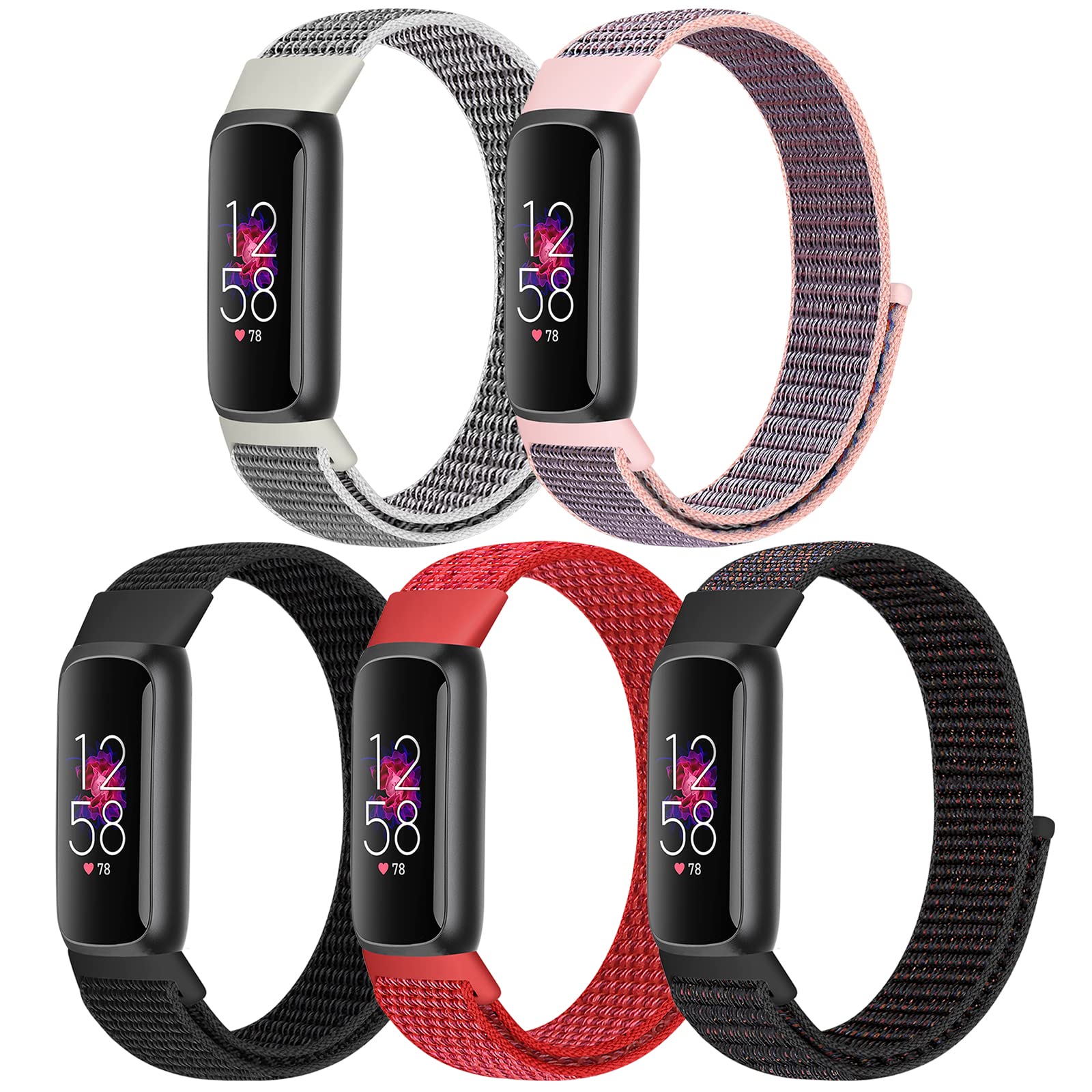 Bcuckood Nylon Loop Bands Compatible with Fitbit Luxe/Fitbit Luxe Special Edition, Adjustable Breathable Sport Straps Soft Nylon Replacement Wristband for Fitbit Luxe Fitness Tracker for Women Men