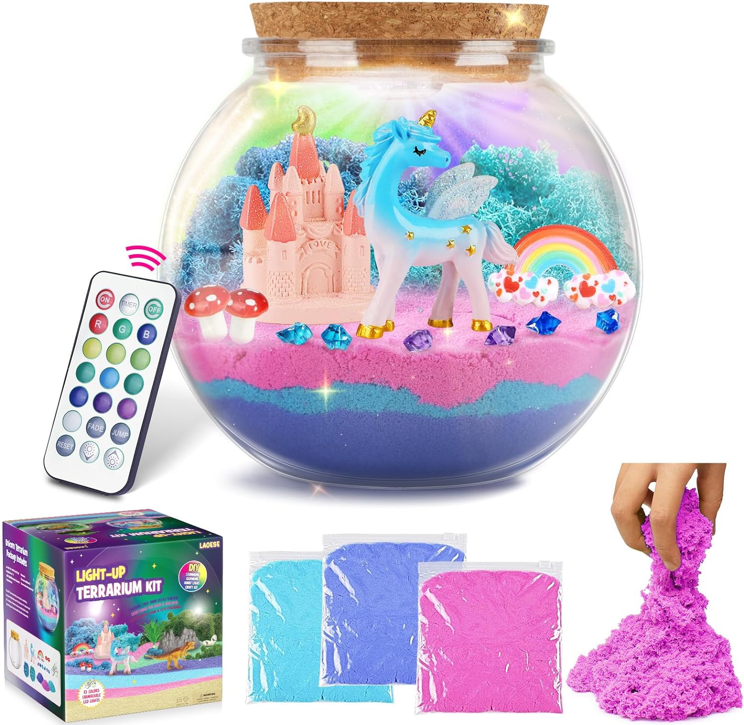 Unicorn Gifts for Girls - Unicorn Terrarium Kit for Kids -Unicorn Toys for Girls- Birthday Gift for Girls Ages 4 5 6 7 8 12 Year Old- Arts and Crafts Supplies for Kids-Best Present for Girl