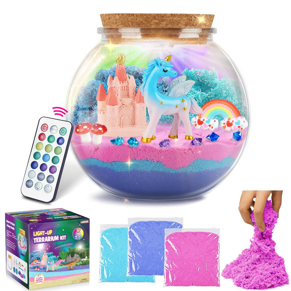 Unicorn Gifts for Girls - Unicorn Terrarium Kit for Kids -Unicorn Toys for Girls- Birthday Gift for Girls Ages 4 5 6 7 8 12 Year Old- Arts and Crafts Supplies for Kids-Best Present for Girl
