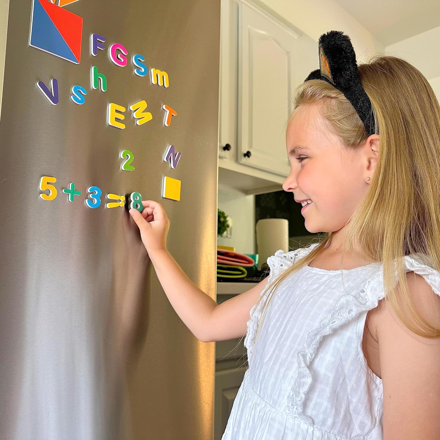 Butterfly EduFields Magnetic Alphabets And Numbers, 143 Letter Magnets Words With 50 Pictures, Magnetic Board & Spelling Guide | 5 Color Soft Foam Learning Educational Toys For Kids 3 4 5 Years