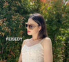 FEISEDY Polarized Women Square Sunglasses Sparkling Composite Shiny Frame B2289