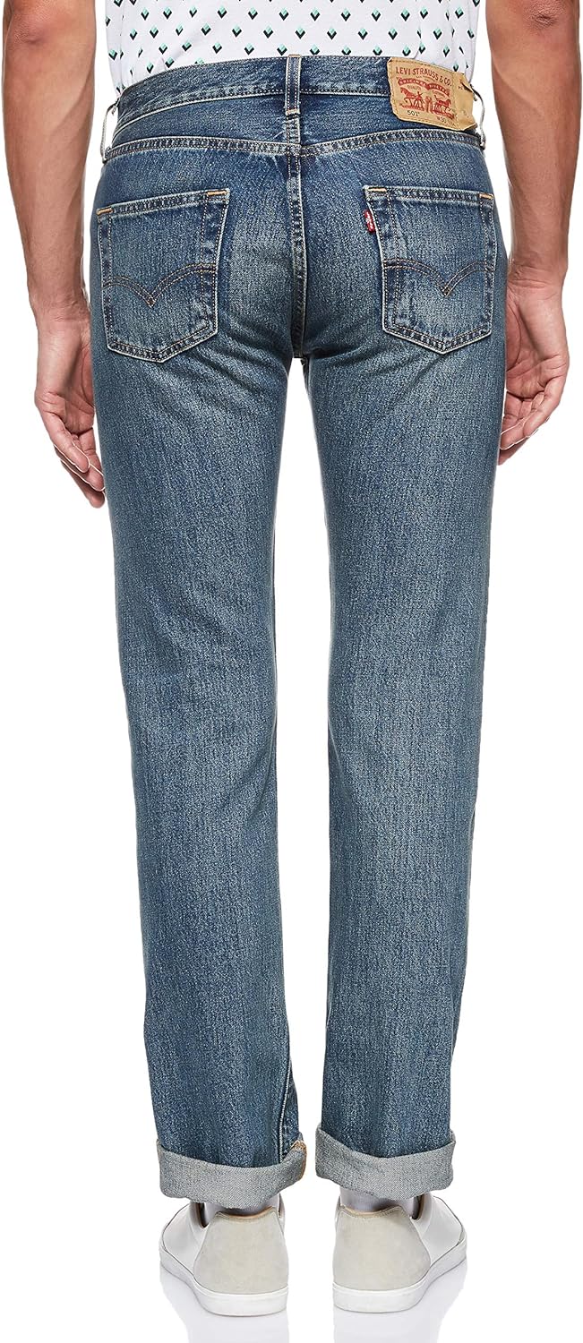 ليفايس بنطلون جينز اصلي 501 للرجال يتقلص حسب المقاس, أسود, قياس واحد