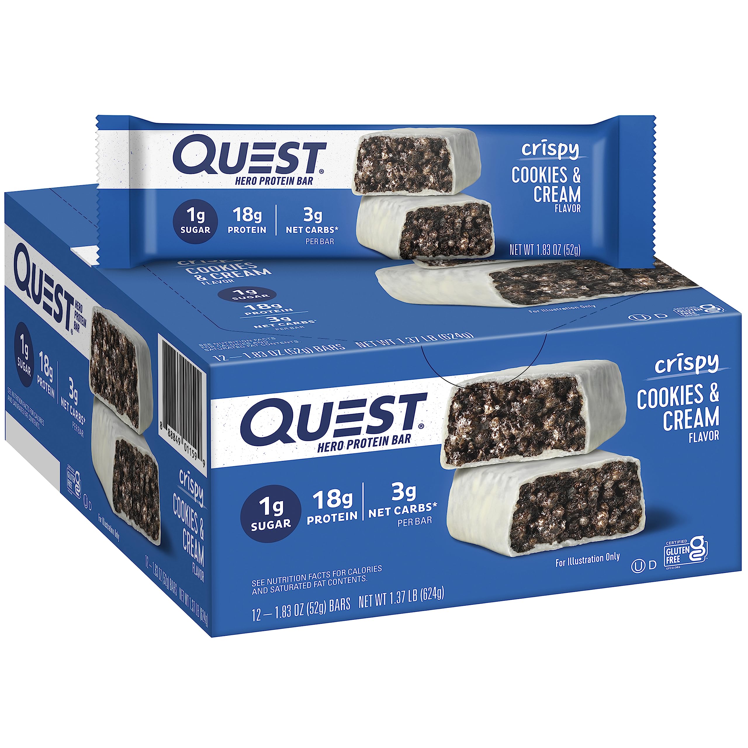 Quest Nutrition Cookies & Cream Hero Protein Bar - Pack of 12