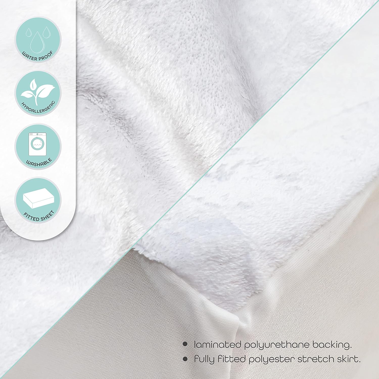 Moon Water Proof Mattress Protector, 70 x 140 x 12 cm Size, White