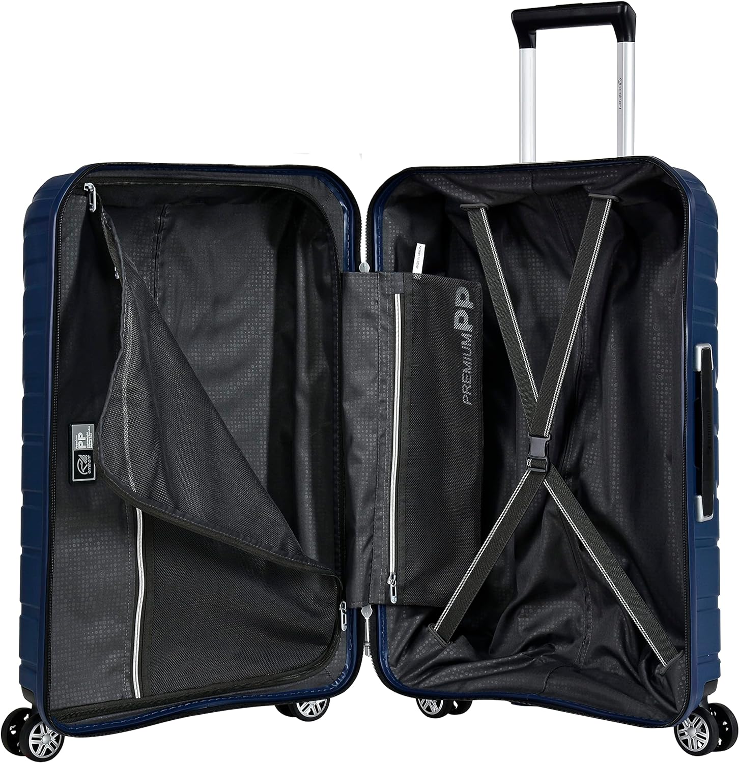 Eminent Suitcase Hard Shell Luggage Lightweight Polypropylene Quiet Double Wheels TSA Lock B0011 (Checked Luggage 24-Inch, Dark Blue)