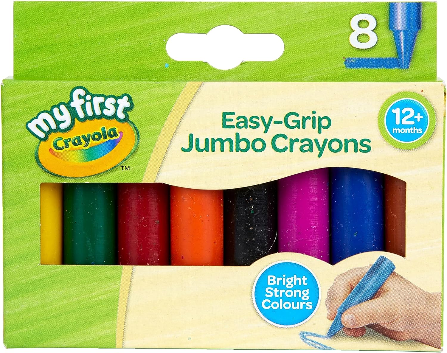 CRAYOLA MyFirst Jumbo Crayons - Assorted Colours (Pack of 8) | Easy-Grip Colouring Crayons Perfect for Toddlers Hands | Ideal for Kids Aged 12+ Months